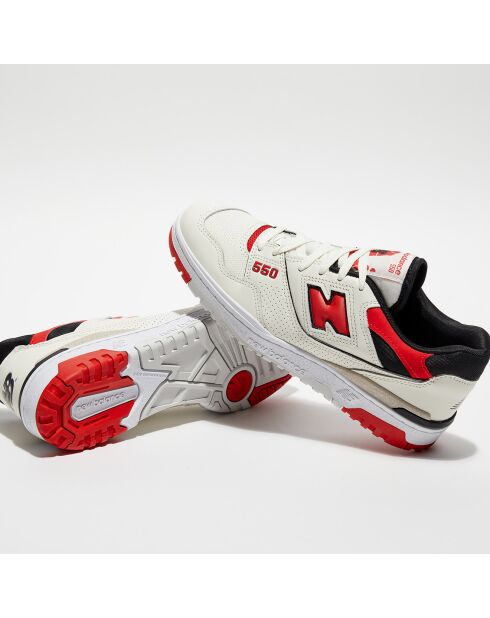 Baskets en Cuir & Textile 550 écru/rouge