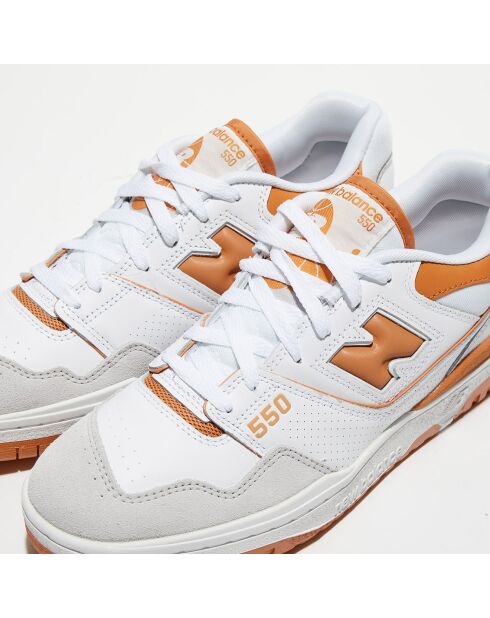 Baskets en Cuir & Textile 550 blanc/orange