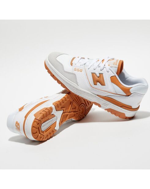 Baskets en Cuir & Textile 550 blanc/orange