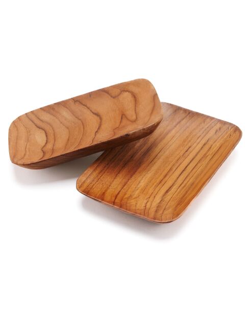 Plat en teck naturel - 13x9 cm