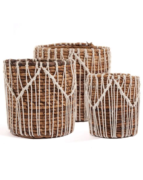 Macra-Mazing Basket Cesta marrón/blanca - D.17xH.19 cm