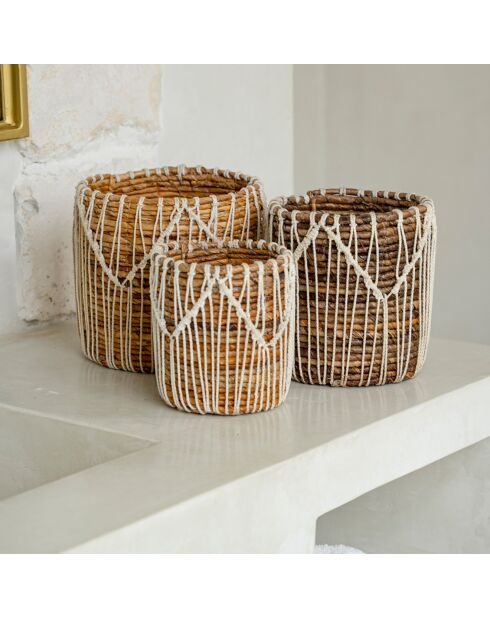 Macra-Mazing Basket Cesta marrón/blanca - D.17xH.19 cm