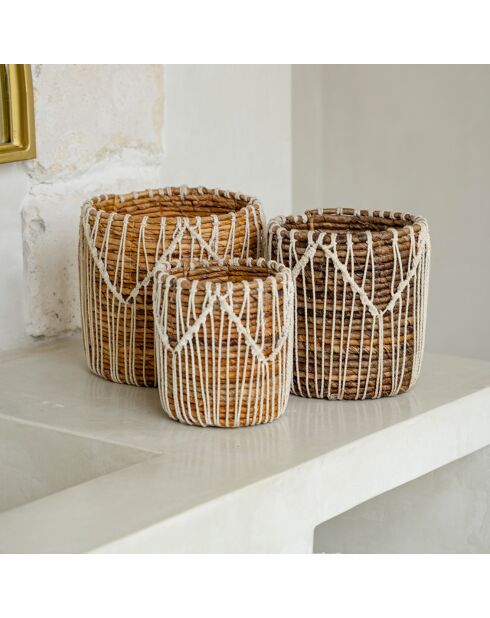 Macra-Mazing Basket Cesta marrón/blanca - D.14xH.16 cm