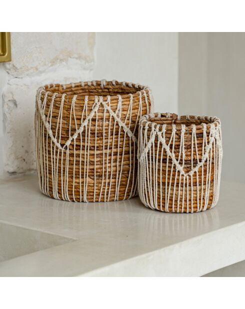 Macra-Mazing Basket Cesta marrón/blanca - D.14xH.16 cm
