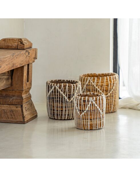 Macra-Mazing Basket Cesta marrón/blanca - D.17xH.19 cm
