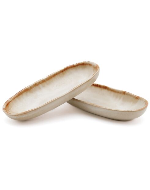 6 Petits plats ovales Cascais blancs - 16x7 cm