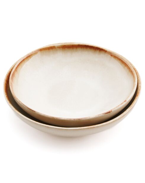 6 Assiettes creuses Cascais blanches - D.16.5xH.3.5 cm
