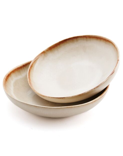 6 Assiettes creuses Cascais blanches - D.16.5xH.3.5 cm