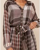 Robe chemise Miranda à carreaux grise