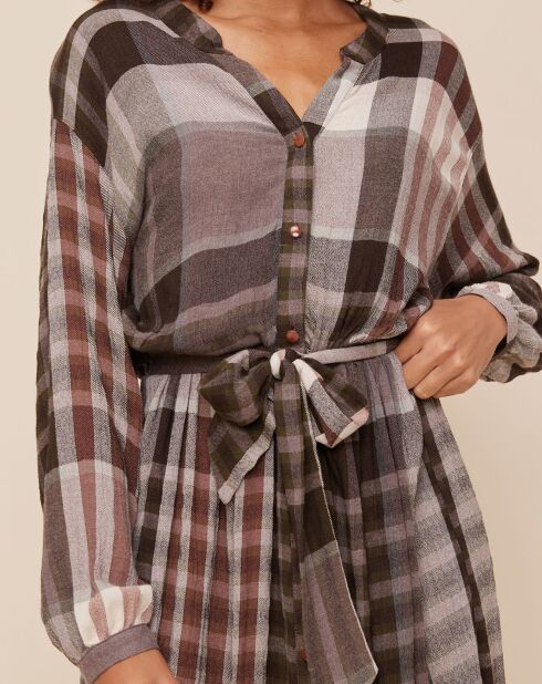 Robe chemise Miranda à carreaux grise