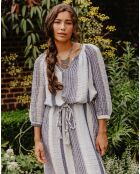 Robe en Lin mélangé Nono rayée Bleu/Blanc