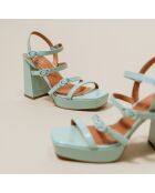 Sandales en Cuir verni Valens turquoise clair - Talon 9 cm