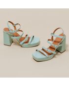 Sandales en Cuir verni Valens turquoise clair - Talon 9 cm