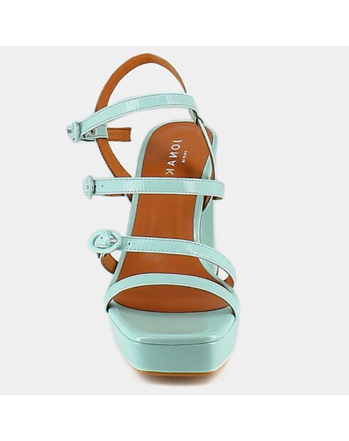 Sandales en Cuir verni Valens turquoise clair - Talon 9 cm