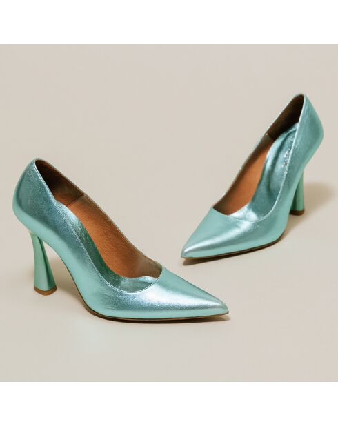 Escarpins en Cuir Dabate turquoise - Talon 10 cm