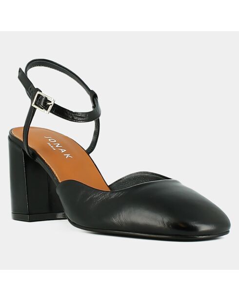 Babies en Cuir Danino noires - Talon 7.5 cm