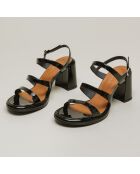 Sandales en Cuir verni Dessert noires - Talon 8 cm