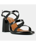 Sandales en Cuir verni Dessert noires - Talon 8 cm