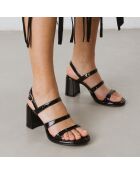 Sandales en Cuir verni Dessert noires - Talon 8 cm