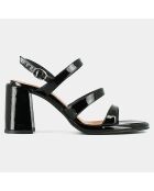 Sandales en Cuir verni Dessert noires - Talon 8 cm