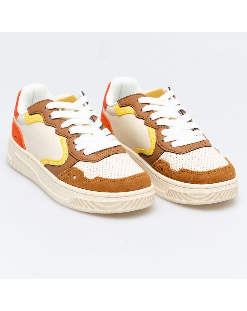 Sneakers en Cuir Eline blanc/marron/rouge