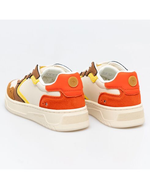 Sneakers en Cuir Eline blanc/marron/rouge