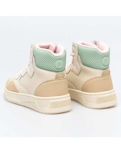 Sneakers en Cuir Liana beige/vert clair