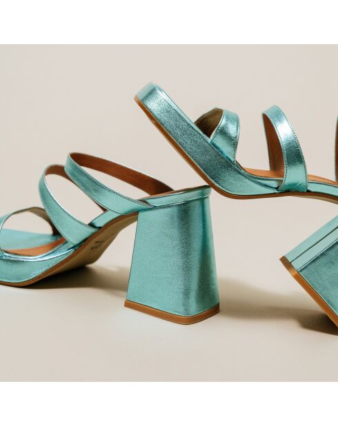 Sandales en Cuir Donzelle turquoise - Talon 7 cm