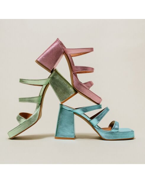 Sandales en Cuir Donzelle turquoise - Talon 7 cm