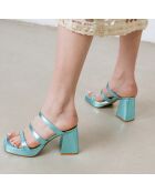 Sandales en Cuir Donzelle turquoise - Talon 7 cm