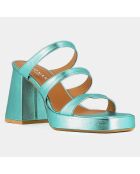 Sandales en Cuir Donzelle turquoise - Talon 7 cm