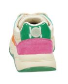 Sneakers en Velours de Cuir Céleste vert/rose/orange