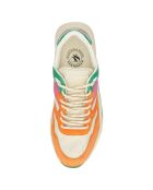 Sneakers en Velours de Cuir Céleste vert/rose/orange