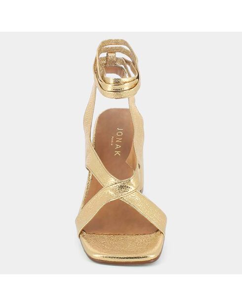 Sandales en Cuir Dulac doré foncé - Talon 6.5 cm