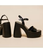 Sandales en Cuir verni Philippine noires - Talon 12.5 cm