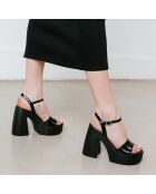 Sandales en Cuir verni Philippine noires - Talon 12.5 cm