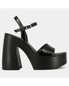 Sandales en Cuir verni Philippine noires - Talon 12.5 cm