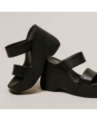 Mules en Cuir Priscilla noires - Talon 10 cm