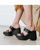 Mules en Cuir Priscilla noires - Talon 10 cm