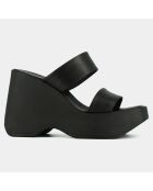 Mules en Cuir Priscilla noires - Talon 10 cm