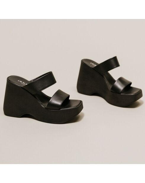 Mules en Cuir Priscilla noires - Talon 10 cm