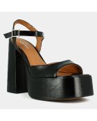 Sandales en Cuir Basile noires - Talon 11 cm