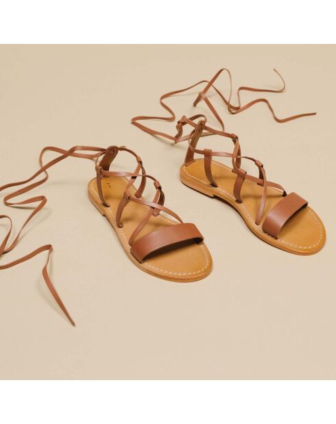 Cognac-Whisky-Ledersandalen