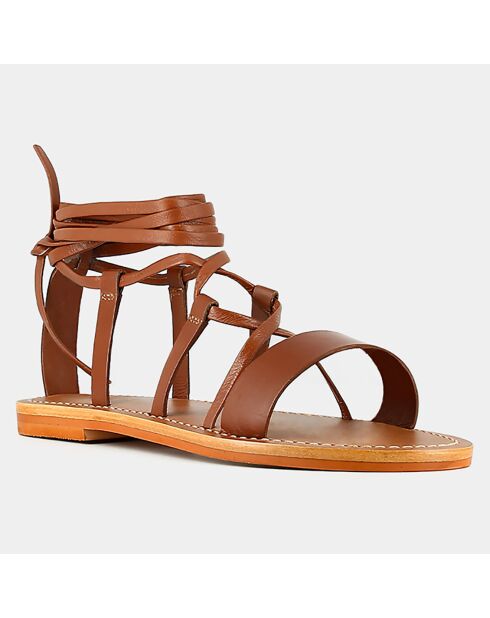Cognac-Whisky-Ledersandalen