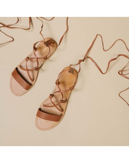 Cognac-Whisky-Ledersandalen