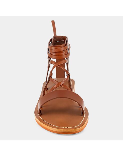 Cognac-Whisky-Ledersandalen