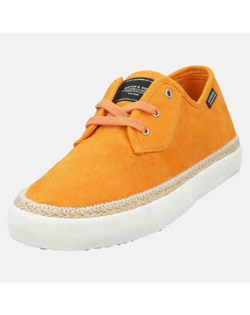 Sneakers en Velours de Cuir Paul orange