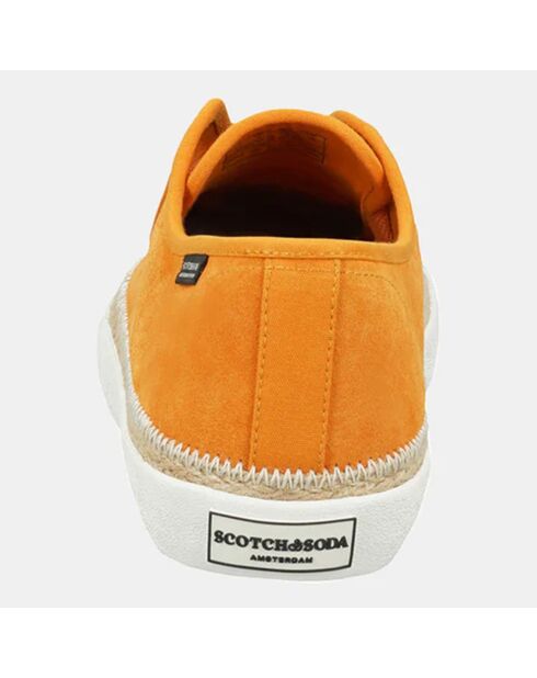 Sneakers en Velours de Cuir Paul orange