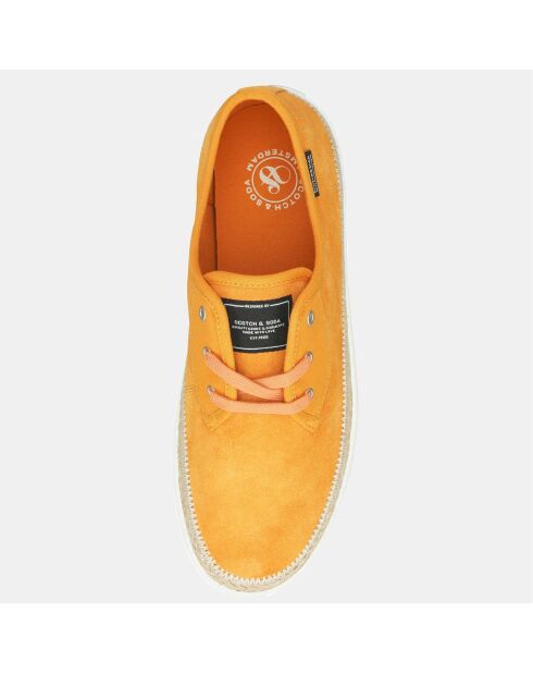 Sneakers en Velours de Cuir Paul orange