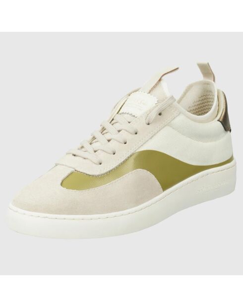 Sneakers en Cuir Maora blanc/vert/doré